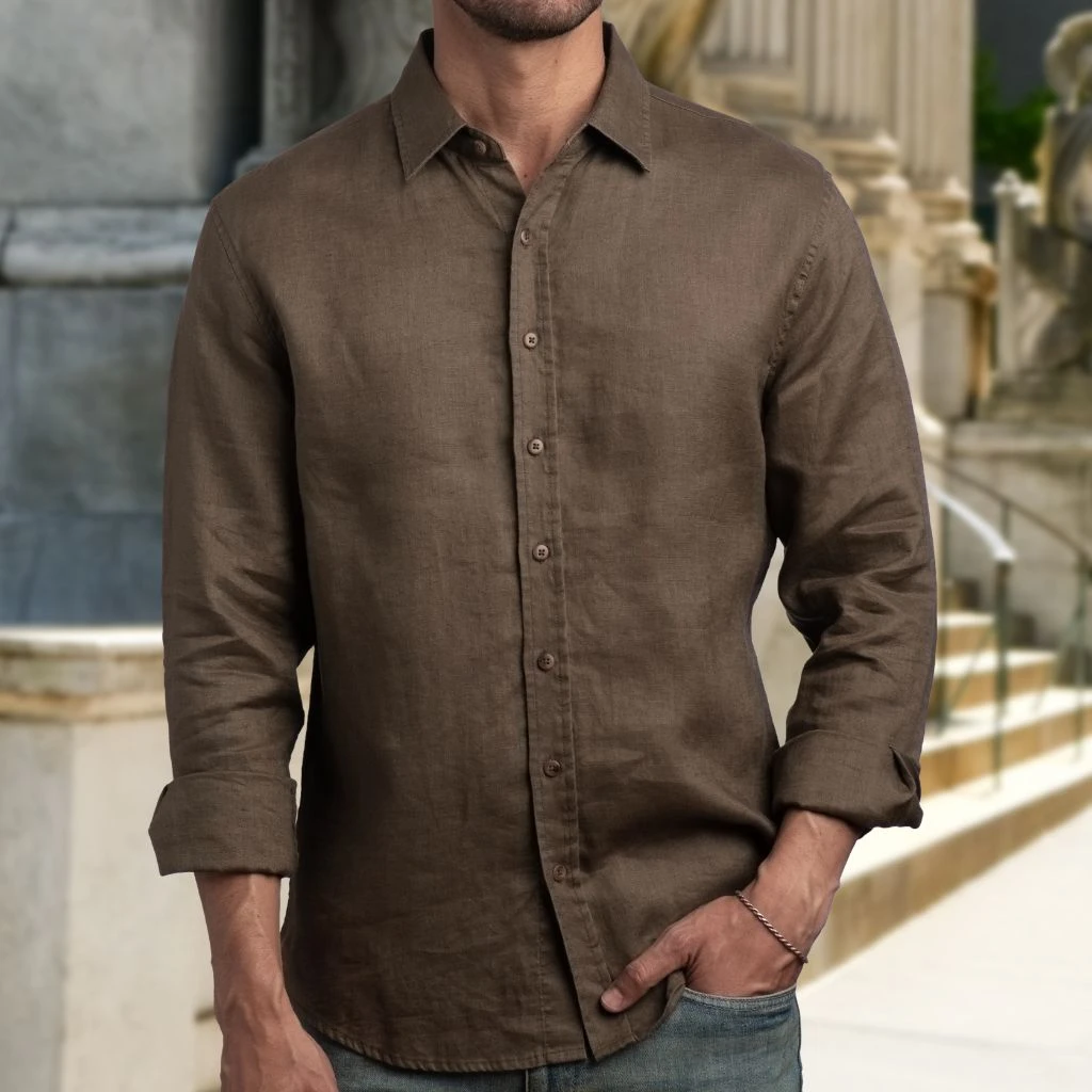 Linen Shirt | Brown 8 Linen Shirt | Brown - Image 6