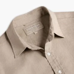 Linen Shirt | Taupe 13 Linen Shirt | Taupe -Thursday Boots 1024x1024 Mens LinenShirt Taupe 052825 Detail
