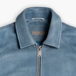 Major League Jacket | Blue Textured 16 Major League Jacket | Blue Textured -Thursday Boots 1024x1024 Mens MajorLeague Blue 120424 CollarDetail