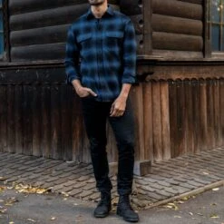 Summit Flannel Shirt | Navy -Thursday Boots 1024x1024 Mens Shirts SummitFlannel Navy 111023 3