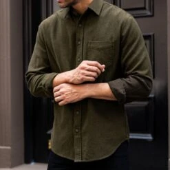 Solid Shirt | Olive 15 Solid Shirt | Olive -Thursday Boots 1024x1024 Mens SolidShirt Olive 101124 1