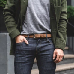 Men's Refined Leather Belt | Cognac Suede -Thursday Boots 1024x1024 RefinedBelt CognacSuede 4