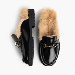 Penny Mule | Black & Beige Shearling -Thursday Boots 1024x1024 Women PennyMule BlackBeigeShearling 070825 Flatlay1