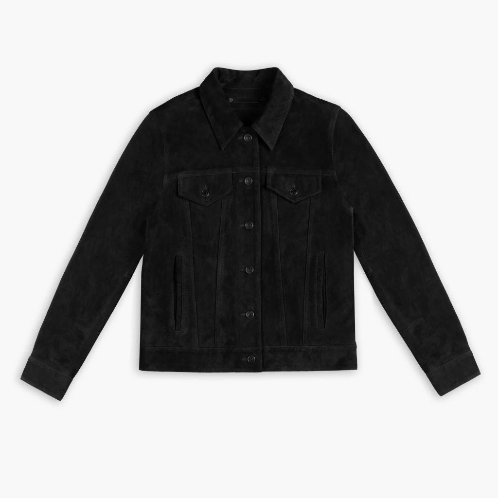 Suede Trucker Jacket | Black 6 Suede Trucker Jacket | Black - Image 4