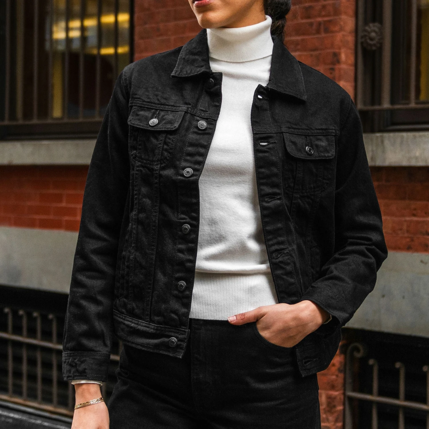 Denim Trucker Jacket | Black 3 Denim Trucker Jacket | Black