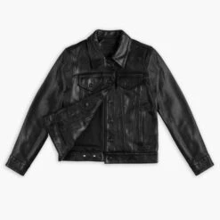 Leather Trucker Jacket | Black 14 Leather Trucker Jacket | Black -Thursday Boots 1024x1024 Womens TruckerJacket Black 102924 FrontOpen 56d39df2 bf12 4344 b3f2 4ad93a2e5c7a