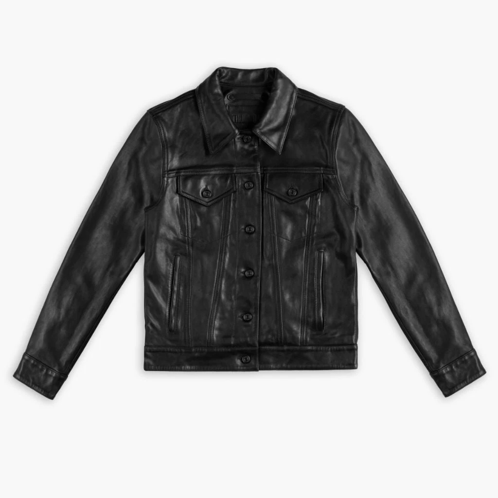 Leather Trucker Jacket | Black 6 Leather Trucker Jacket | Black - Image 4
