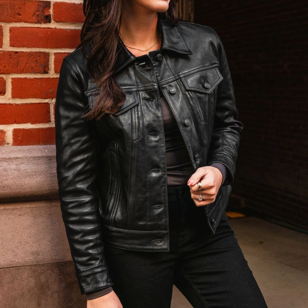 Leather Trucker Jacket | Black 3 Leather Trucker Jacket | Black