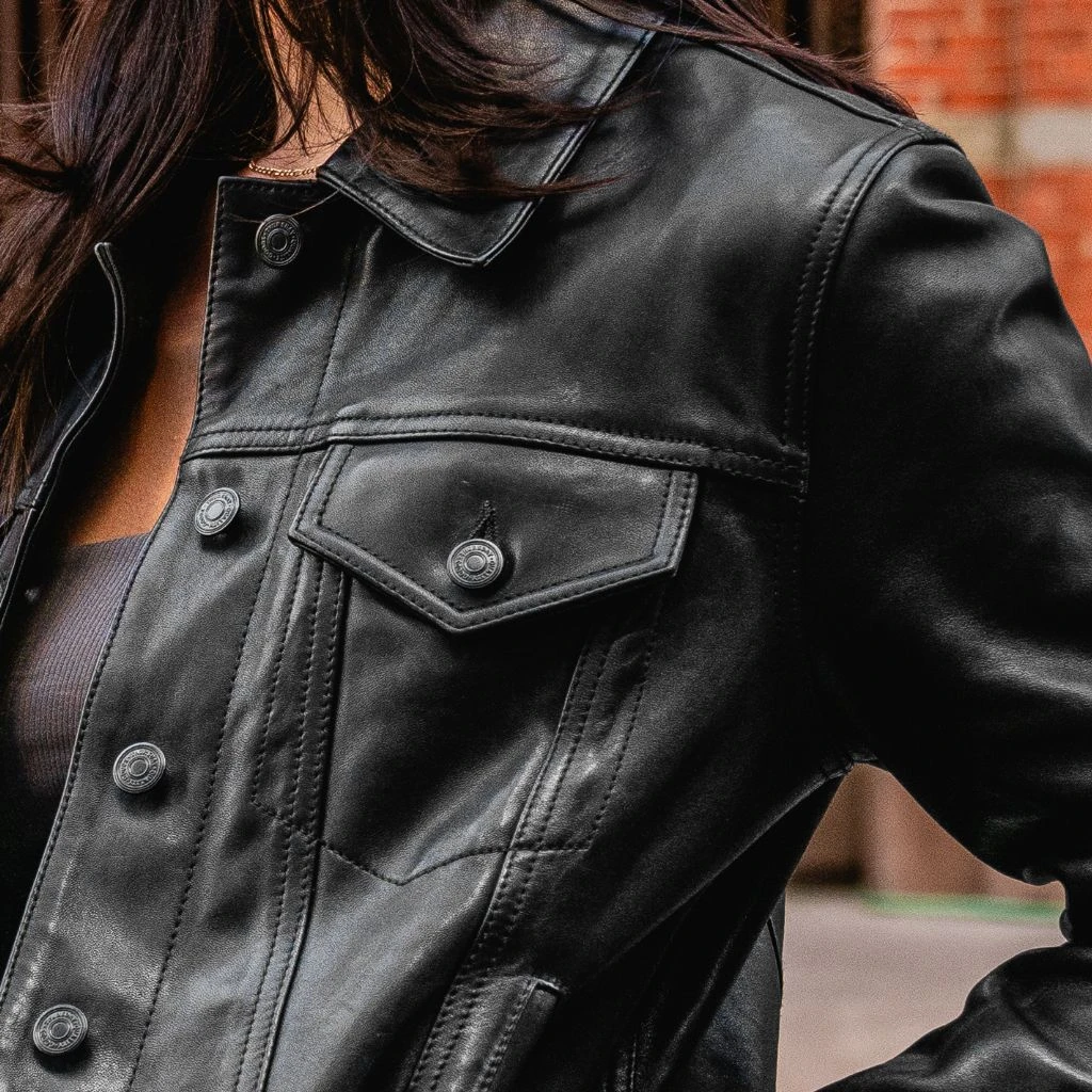 Leather Trucker Jacket | Black 4 Leather Trucker Jacket | Black - Image 2
