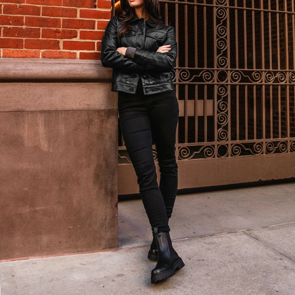 Leather Trucker Jacket | Black 5 Leather Trucker Jacket | Black - Image 3