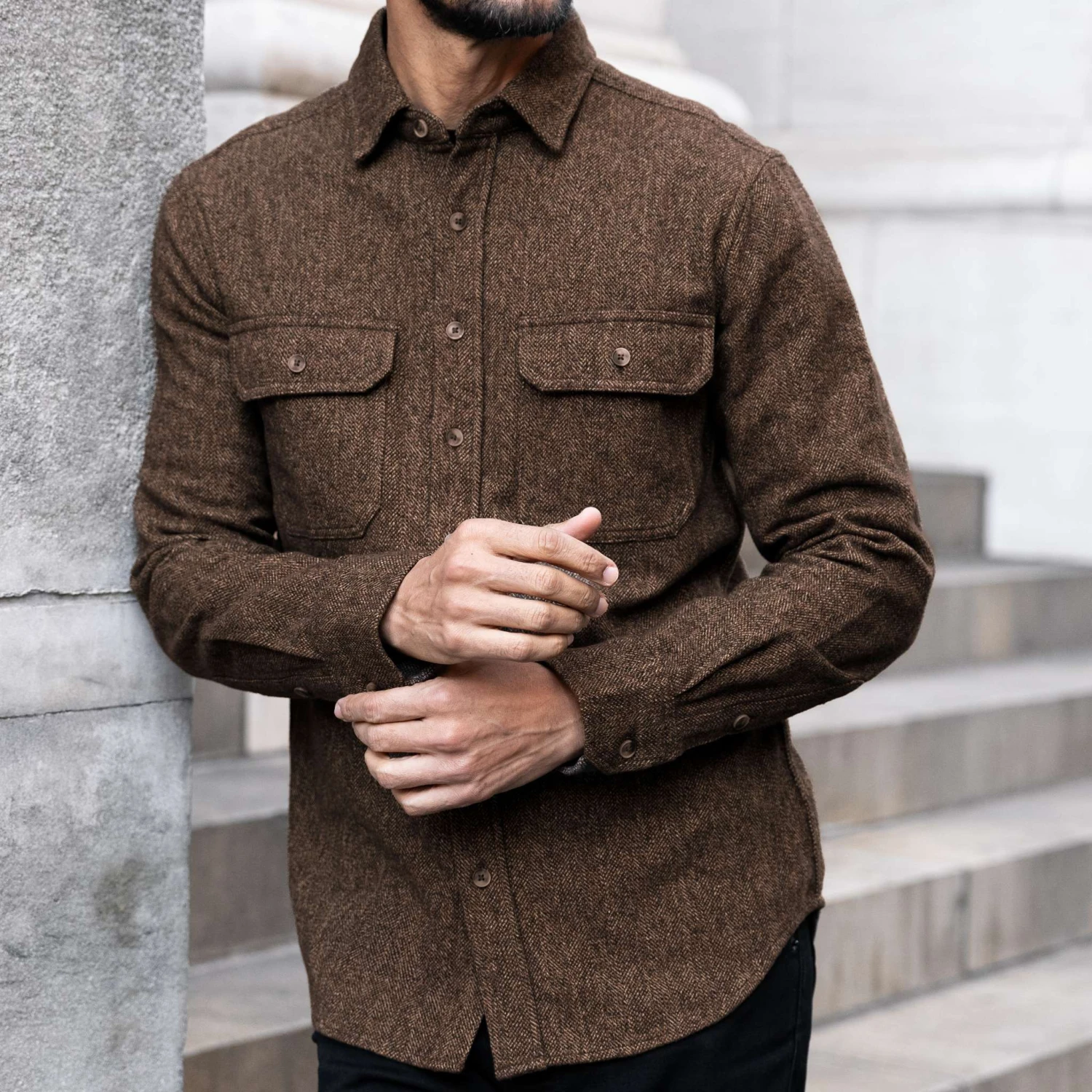 Summit Flannel Shirt | Brown Herringbone 8 Summit Flannel Shirt | Brown Herringbone - Image 6